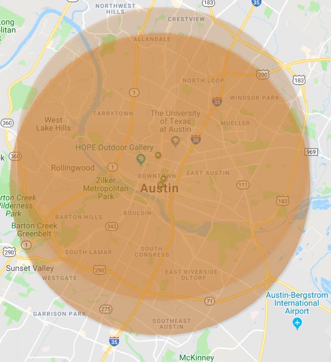 Austin wireless Internet coverage map