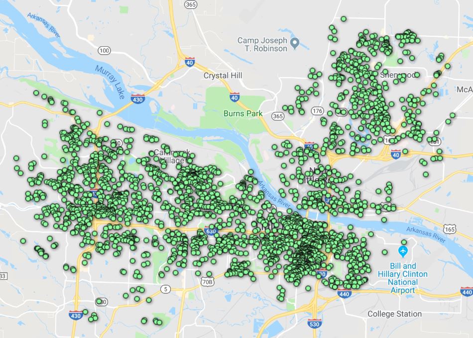 Little Rock WiMax Fixed Wireless Internet coverage map