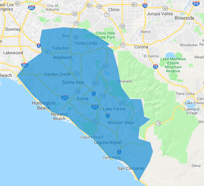 Orange County CA wireless Internet coverage map